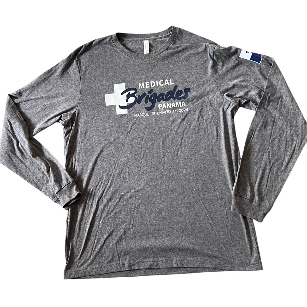 Marquette University Panama Medical Brigade 2025 Gray Long Sleeve Shirt Sz XL